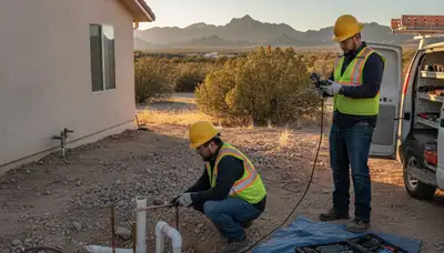 Flagstaff, AZ plumbing repair service technician fixing a residential pipe leak