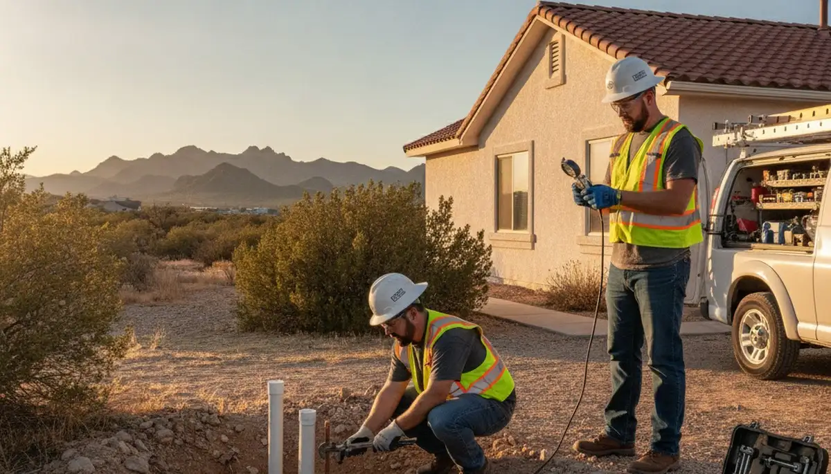 Plumber repairing a leaking pipe in Flagstaff, AZ for residential plumbing service