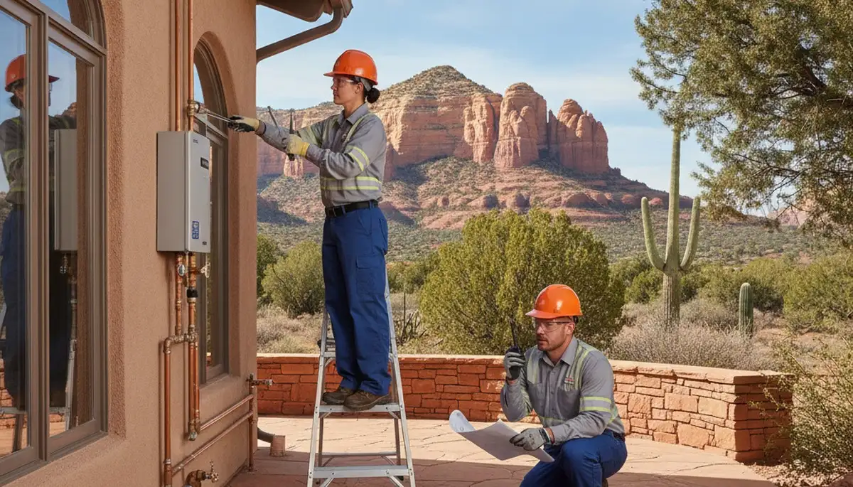 Flagstaff, AZ plumber repairing a pipe for a plumbing repair service