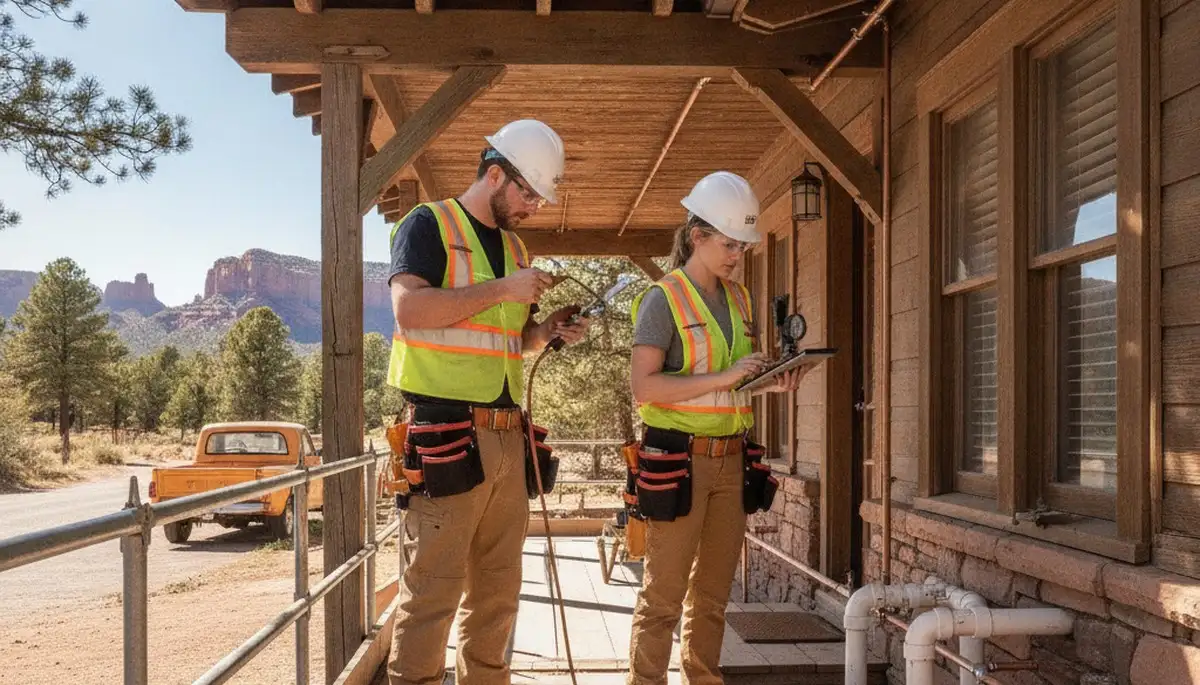Flagstaff, AZ plumber repairing a plumbing fixture for residential service
