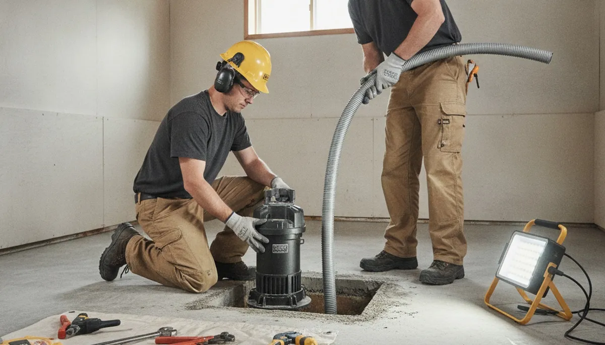 Sump pump installation for Flagstaff, AZ home by On Call Plumbers, protecting against runoff and snowmelt