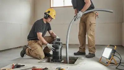 Sump pump installation for Flagstaff, AZ home by On Call Plumbers, protecting against runoff and snowmelt